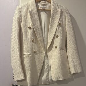 H&M Ivory Textured Blazer with Gold Buttons